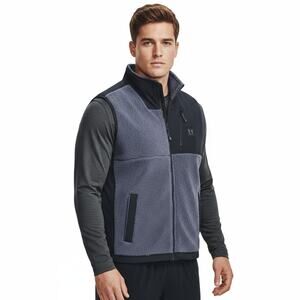 NWT Under Armour Sz L Men's Sherpa Fleece Full-Zip Vest Black Blue Outdoor Gorp
